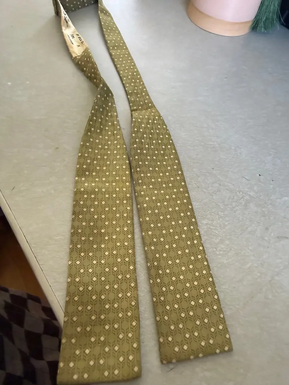 Vintage Green and White Dot Adjustable Silk Bow Tie